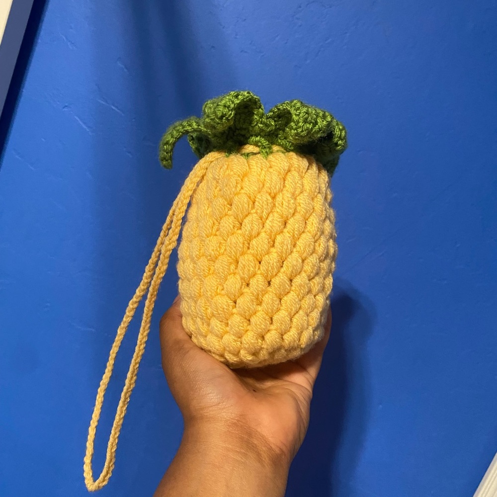 Pineapple Crochet Drawstring Bag